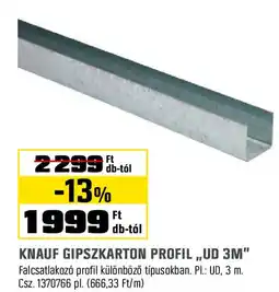 Obi Knauf gipszkarton profil,,ud 3m" ajánlat