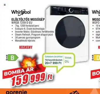 Expert Whirlpool Elöltöltős Mosgép WR6B 7259 D EU ajánlat