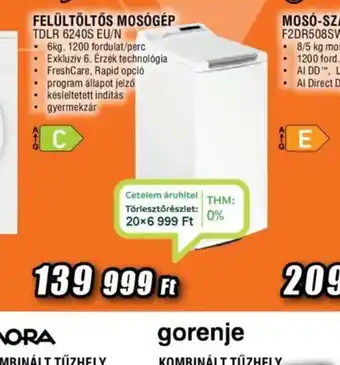 Expert Felültöltős Mosgép TDLR 6240G EU/N ajánlat