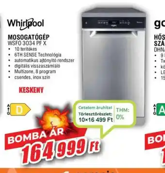 Expert Whirlpool Mosogatógép WSFO 3034 PF X ajánlat