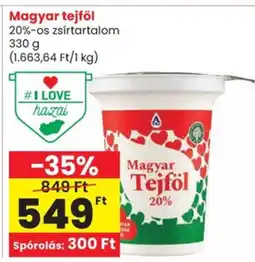 Spar Magyar tejföl 20%-os zsírtartalom ajánlat