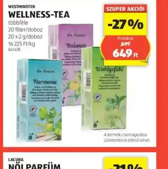 ALDI Westminster Wellness-Tea ajánlat