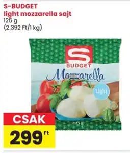 Spar S-budget light mozzarella sajt ajánlat