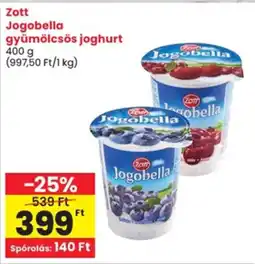 Spar Zott jogobella gyümölcsös joghurt ajánlat