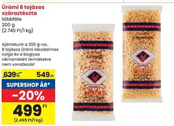 Spar Ürömi 8 tojásos száraztészta ajánlat