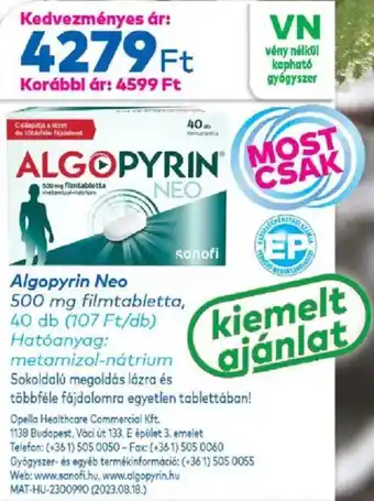 Gyöngy Patikák Algopyrin Neo filmtabletta ajánlat