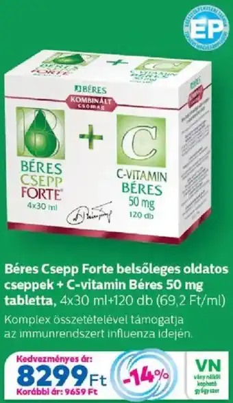 Gyöngy Patikák Béres Csepp Forte + C-vitamin Béres ajánlat