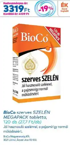 Gyöngy Patikák BioCo szerves tabletta ajánlat