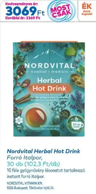 Gyöngy Patikák Nordvital Herbal Hot Drink Forró Italpor ajánlat