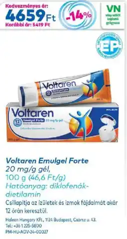 Gyöngy Patikák Voltaren Emulgel Forte ajánlat