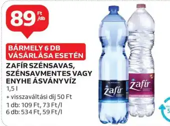 Auchan Zafír szénsavas, szénsavmentes vagy enyhe ásványvíz ajánlat