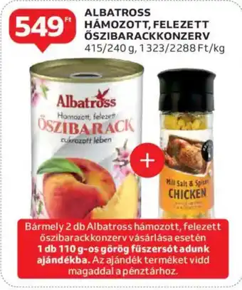 Auchan Albatross hámozott, felezett őszibarackkonzerv ajánlat