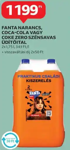 Auchan Fanta narancs, coca-cola vagy coke zero szénsavas üdítőital ajánlat