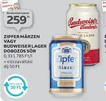 Auchan Zipfer märzen vagy budweiser lager dobozos sör ajánlat