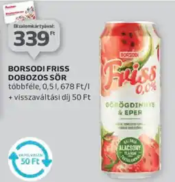 Auchan Borsodi friss dobozos sör ajánlat