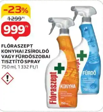 Auchan Flóraszept konyhai zsíroldó vagy fürdőszobai tisztító spray ajánlat