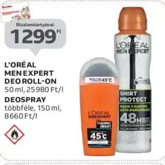 Auchan L'oréal menexpert deo roll-on, deospray ajánlat