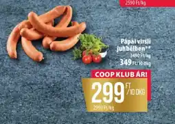 Coop Pápai virsli juhbélben ajánlat