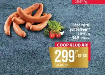 Coop Pápai virsli juhbélben ajánlat