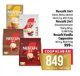 Coop Nescafé 3in1 Classic, Bama cukorral ajánlat