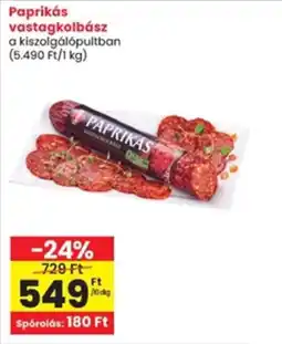 Interspar Paprikás vastagkolbász ajánlat