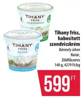 Coop Tihany friss, habosított szendvicskrém ajánlat