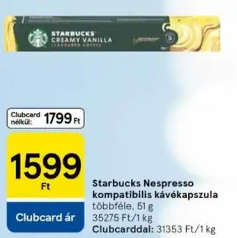 Tesco Starbucks Nespresso kompatibilis kávékapszula ajánlat