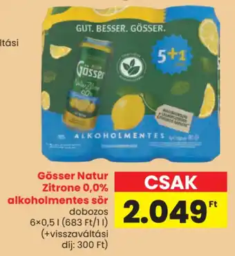 Spar Gösser natur zitrone 0,0% alkoholmentes sör ajánlat