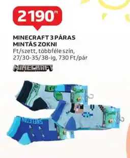 Auchan Minecraft 3 páras mintás zokni ajánlat