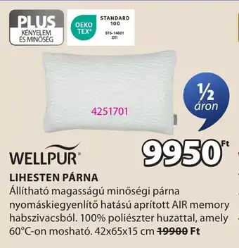 JYSK Wellpur lihesten párna ajánlat