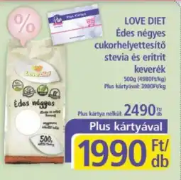 PlusMarket Love diet édes négyes cukorhelyettesítő stevia ajánlat