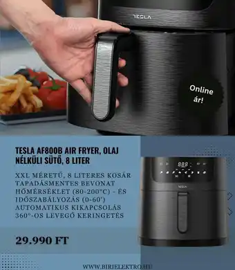 Biri Elektro Tesla af800b air fryer, olaj nélküli sütő ajánlat