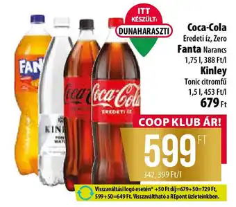 Coop Coca-Cola / Fanta Narancs / Kinley ajánlat