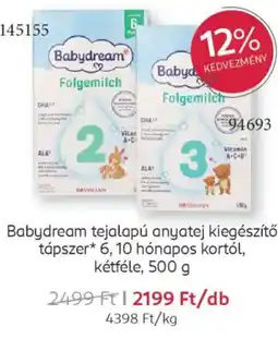 Rossmann Babydream tejalapú anyatej kiegészítő tápszer 6 stb. ajánlat