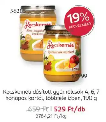 Rossmann Kecskeméti dúsított gyümölcsök 4, 6, 7 hónapos kortól ajánlat