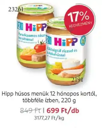 Rossmann Hipp húsos menük 12 hónapos kortól, többféle ízben ajánlat