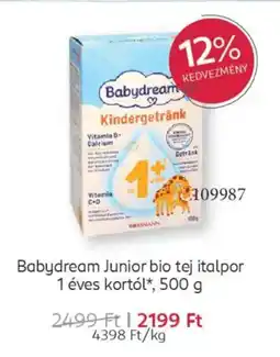 Rossmann Babydream Junior bio tej italpor 1 éves kortól ajánlat