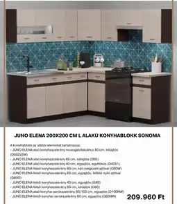 BRW Bútorház Juno elena 200x200 cm l alakú konyhablokk sonoma ajánlat