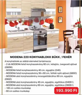 BRW Bútorház Modena 220 konyhablokk bükk / fehér ajánlat