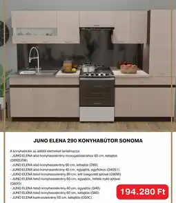 BRW Bútorház Juno elena 290 konyhabútor sonoma ajánlat