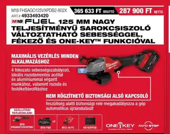 Milwaukeetool M18 FUEL 125 MM NAGY TELJESÍTMÉNYŰ ajánlat