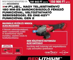 Milwaukeetool M18 FUEL NAGY TELJESÍTMÉNYŰ 180 MM-ES ajánlat