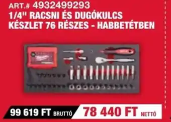 Milwaukeetool 1/4" RACSNI ÉS DUGÓKULCS KÉSZLET 76 RÉSZES ajánlat