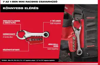 Milwaukeetool 7 AZ 1-BEN MINI RACSNIS CSAVARHÚZÓ KÖNNYEBB ELÉRÉS ajánlat