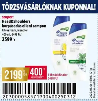 Coop Head&Shoulders korpásodás elleni sampon ajánlat