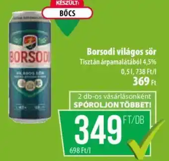 Coop Borsodi világos sör ajánlat