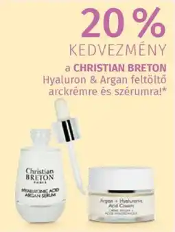 Müller kedvezmény a Christian Breton hyaluron & argan feltöltő arckrémre és szérumra! ajánlat