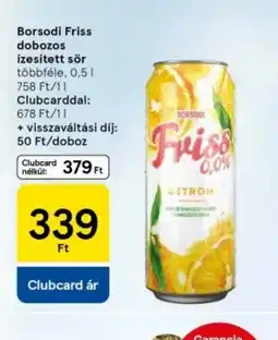 Tesco Borsdi Friss dobozos ízesített sör ajánlat