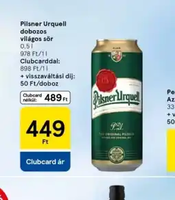 Tesco Pilsner Urquell dobozos világos sör ajánlat