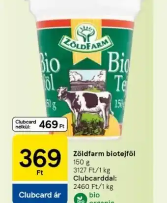 Tesco Zöldfarm Bio Tejföl ajánlat